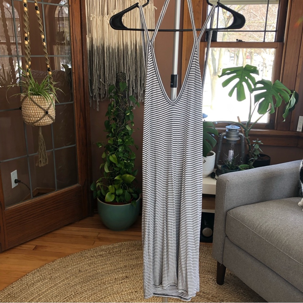 Striped low back beach cover up
